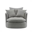 Kaelynn Accent Chair Gray Linen Upholstered 1 Back Pillow and 2 Toss Pillows