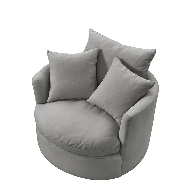 Kaelynn Accent Chair Gray Linen Upholstered 1 Back Pillow and 2 Toss Pillows