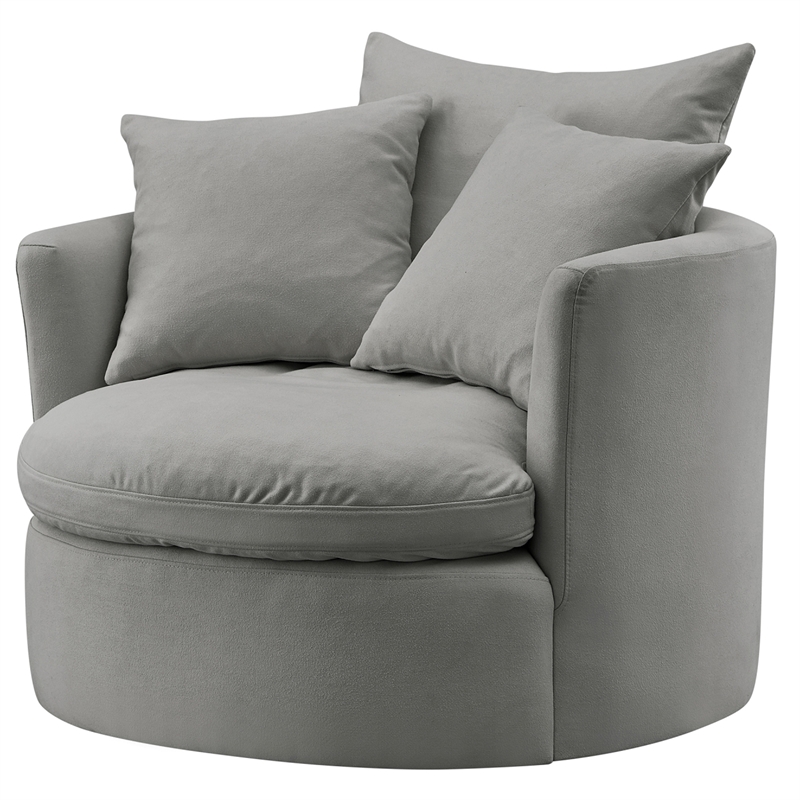 Kaelynn Accent Chair Gray Linen Upholstered 1 Back Pillow and 2 Toss Pillows