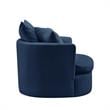 Kaelynn Accent Chair Navy Linen Upholstered 1 Back Pillow and 2 Toss Pillows