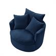 Kaelynn Accent Chair Navy Linen Upholstered 1 Back Pillow and 2 Toss Pillows