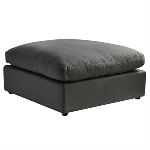 Kaelynn Ottoman Charcoal Gray Linen Upholstered