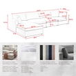 Kaelynn Sofa Grey Linen Upholstered 4 Seat and Ottoman