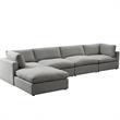 Kaelynn Sofa Grey Linen Upholstered 4 Seat and Ottoman