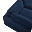 Kaelynn Sofa Navy Blue Linen Upholstered 4 Seat and Ottoman