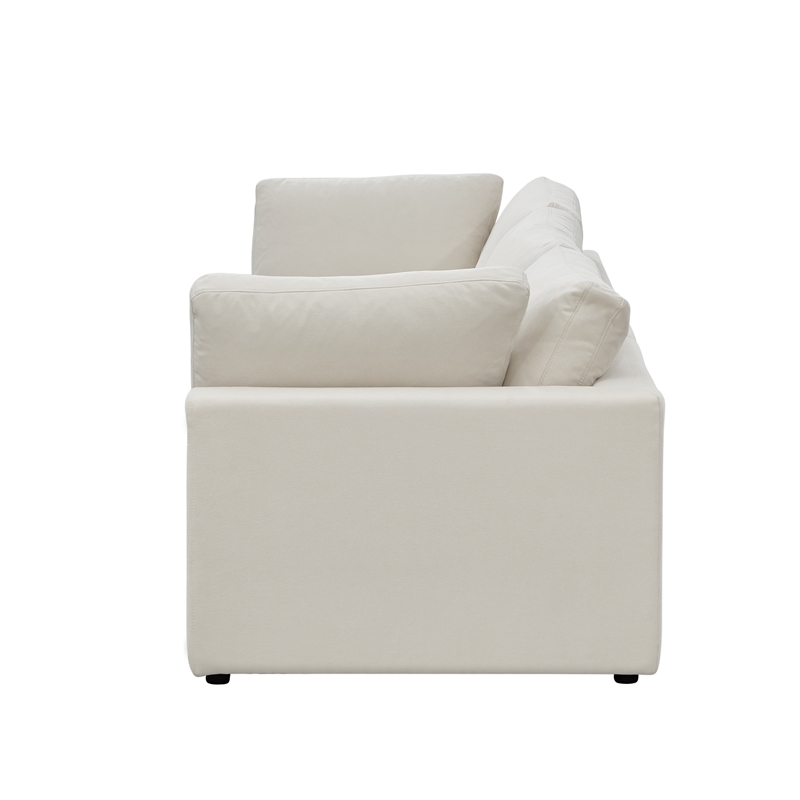 Kaelynn Sofa Cream White Linen Upholstered 3-Seat