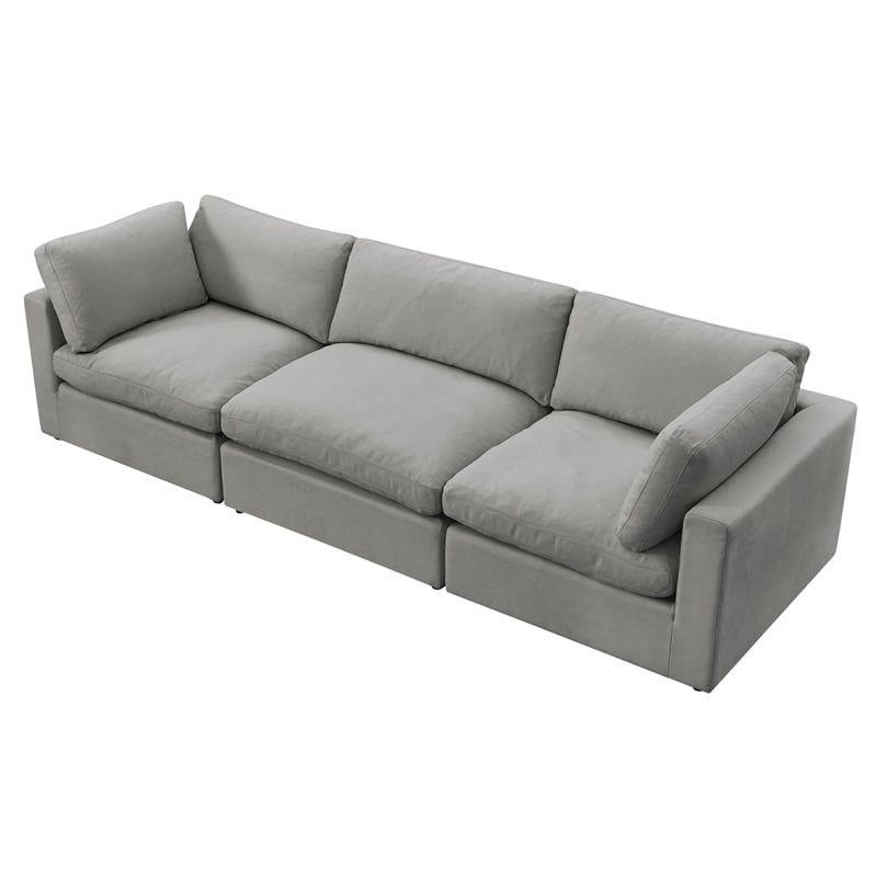 Kaelynn Sofa Gray Linen Upholstered 3-Seat