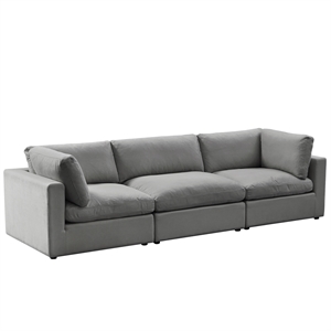 Kaelynn Sofa Gray Linen Upholstered 3-Seat