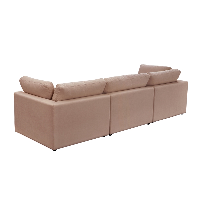 Kaelynn Sofa Pink Linen Upholstered 3-Seat