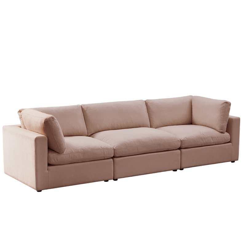 Kaelynn Sofa Pink Linen Upholstered 3-Seat