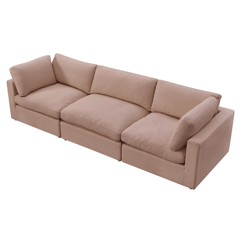 Kaelynn Sofa Pink Linen Upholstered 3-Seat