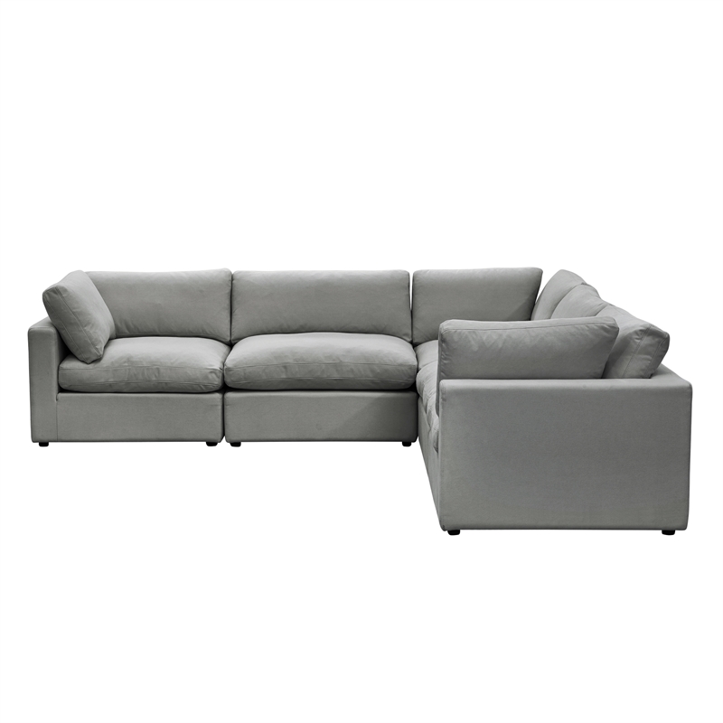 Kaelynn Corner Sofa Gray Linen Upholstered