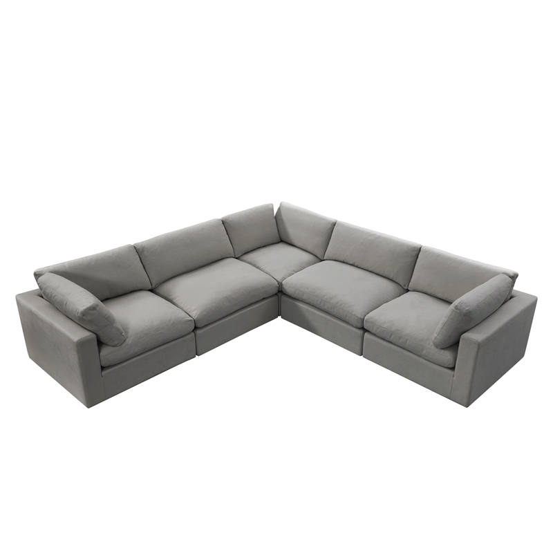 Kaelynn Corner Sofa Gray Linen Upholstered