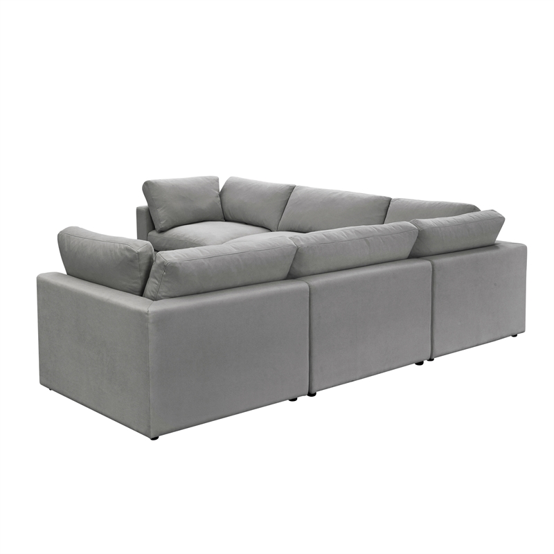 Kaelynn Corner Sofa Gray Linen Upholstered
