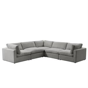 Kaelynn Corner Sofa Gray Linen Upholstered