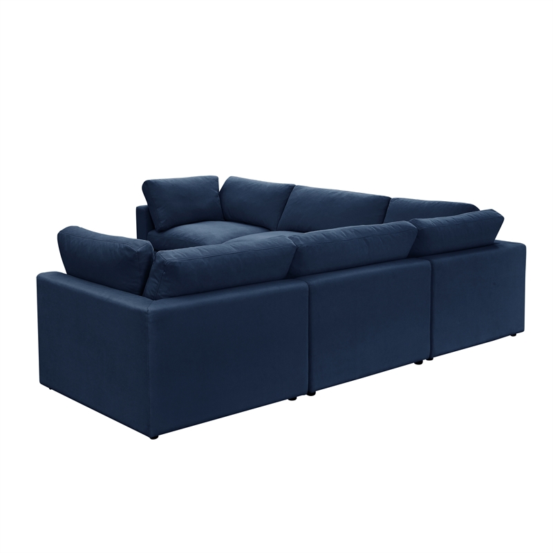 Kaelynn Corner Sofa Navy Blue Linen Upholstered