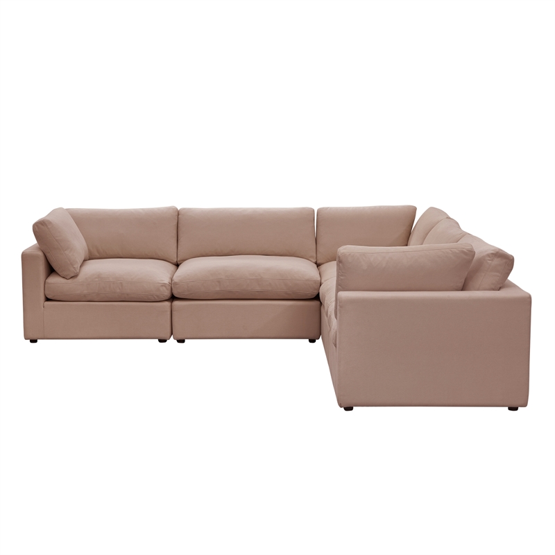 Kaelynn Corner Sofa Pink Linen Upholstered