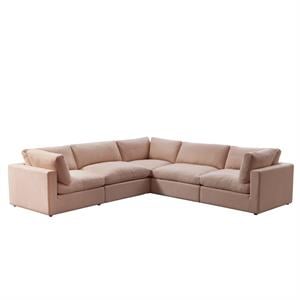 Kaelynn Corner Sofa Pink Linen Upholstered