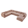 Kaelynn Corner Sofa Pink Linen Upholstered with Ottoman