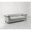Londynn Sofa Grey Velvet 93L x 33.5W x 30.3H Button Tufted Rolled Arm