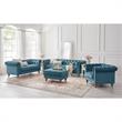 Londynn Sofa Teal Velvet 92L x 33.5W x 30.3H Button Tufted Rolled Arm