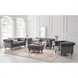 Londynn Sofa Dark Grey Velvet 93L x 33.5W x 30.3H Button Tufted Rolled Arm