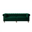 Londynn Sofa Hunter Green Velvet 93L x 33.5W x 30.3H Button Tufted Rolled Arm