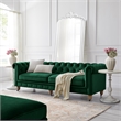 Londynn Sofa Hunter Green Velvet 93L x 33.5W x 30.3H Button Tufted Rolled Arm