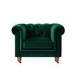 Londynn Club Chair Green Velvet 42L x 33.5W x 30.3H Button Tufted Rolled Arm