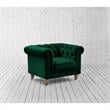 Londynn Club Chair Green Velvet 42L x 33.5W x 30.3H Button Tufted Rolled Arm
