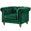 Londynn Club Chair Green Velvet 42L x 33.5W x 30.3H Button Tufted Rolled Arm