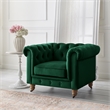 Londynn Club Chair Green Velvet 42L x 33.5W x 30.3H Button Tufted Rolled Arm