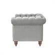 Londynn Club Chair Gray Velvet 42L x 33.5W x 30.3H Button Tufted Rolled Arm