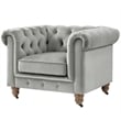 Londynn Club Chair Gray Velvet 42L x 33.5W x 30.3H Button Tufted Rolled Arm