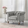 Londynn Club Chair Gray Velvet 42L x 33.5W x 30.3H Button Tufted Rolled Arm