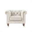 Londynn Club Chair Beige Velvet 42L x 33.5W x 30.3H Button Tufted Rolled Arm