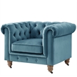 Londynn Club Chair Teal Blue Velvet 42L x 33.5W x 30.3H Button Tufted Rolled Arm