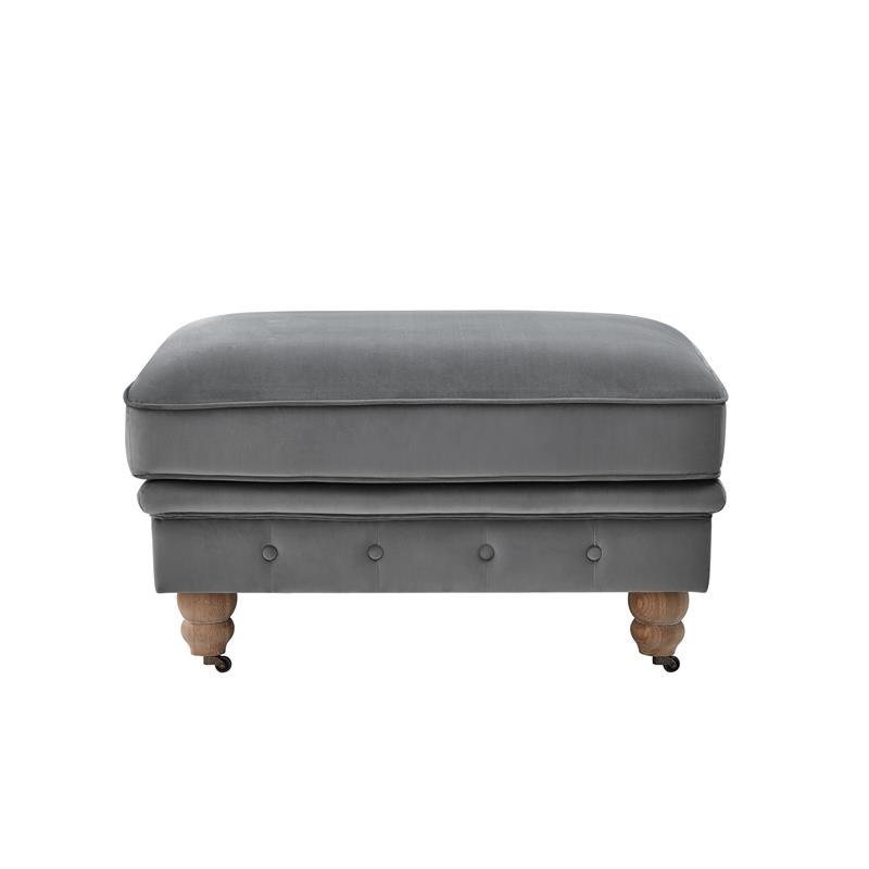 Londynn Cocktail Ottoman Dark Gray Velvet 36L x 25W x 20H Button Tufted