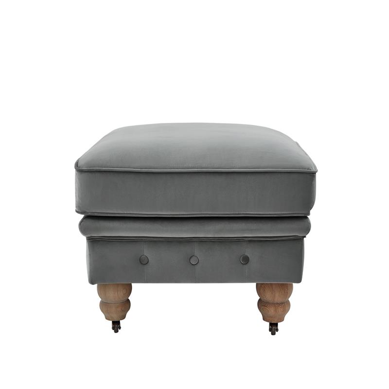 Londynn Cocktail Ottoman Dark Gray Velvet 36L x 25W x 20H Button Tufted