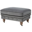 Londynn Cocktail Ottoman Dark Gray Velvet 36L x 25W x 20H Button Tufted