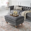 Londynn Cocktail Ottoman Dark Gray Velvet 36L x 25W x 20H Button Tufted