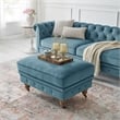 Londynn Cocktail Ottoman Teal Blue Velvet 36L x 25W x 20H Button Tufted
