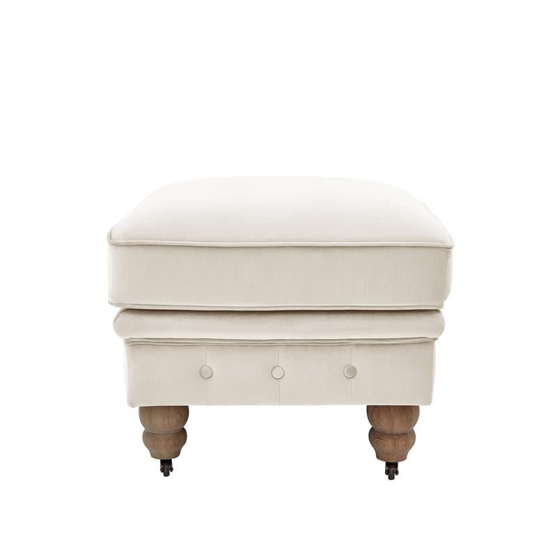 Londynn Cocktail Ottoman Beige Velvet 36L x 25W x 20H Button Tufted