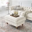 Londynn Cocktail Ottoman Beige Velvet 36L x 25W x 20H Button Tufted