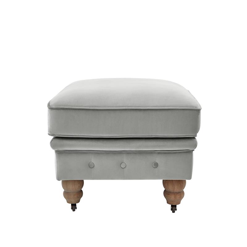 Londynn Cocktail Ottoman Gray Velvet 36L x 25W x 20H Button Tufted