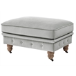 Londynn Cocktail Ottoman Gray Velvet 36L x 25W x 20H Button Tufted