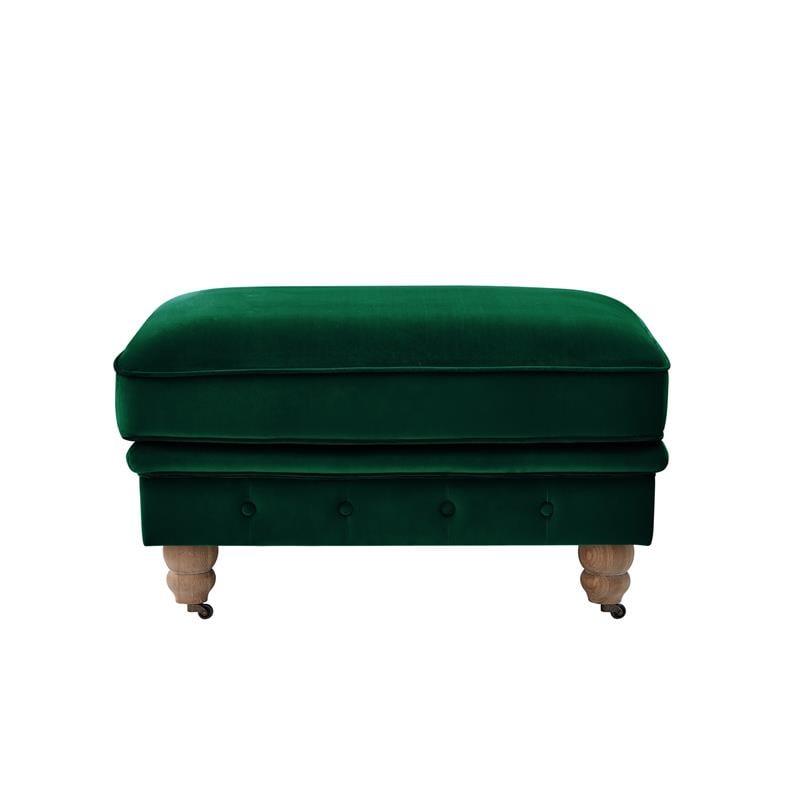 Londynn Cocktail Ottoman Hunter Green Velvet 36L x 25W x 20H Button Tufted