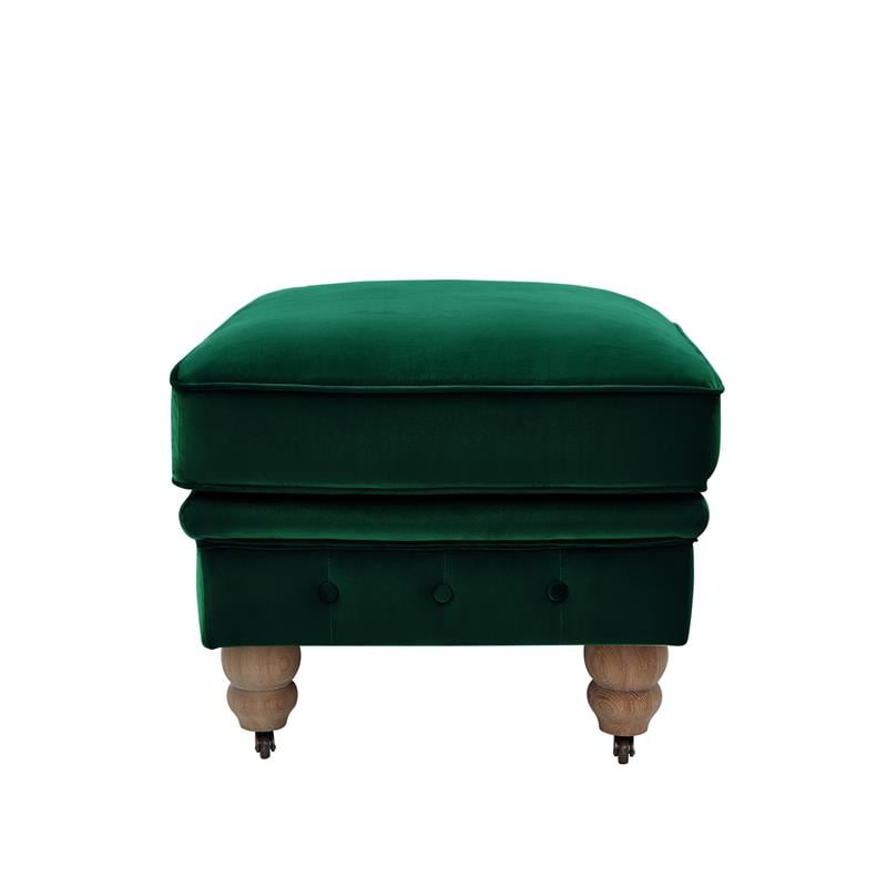 Londynn Cocktail Ottoman Hunter Green Velvet 36L x 25W x 20H Button Tufted