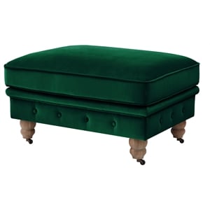 Londynn Cocktail Ottoman Hunter Green Velvet 36L x 25W x 20H Button Tufted