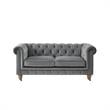 Londynn Loveseat Dark Grey Velvet 71L x 33.5W x 30.3H Button Tufted Rolled Arm